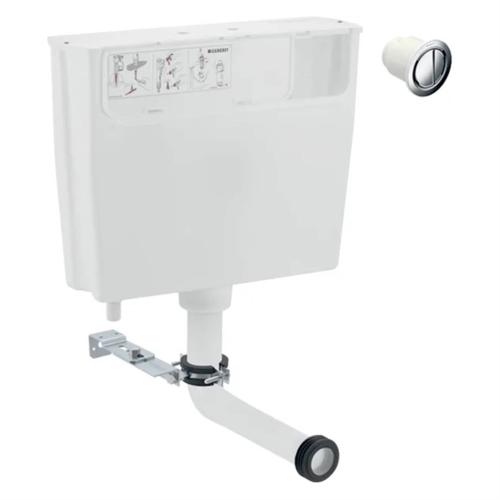 Geberit Low Height Concealed Cistern with Type 01 Push Button Gloss Chrome 109.724.21.2
