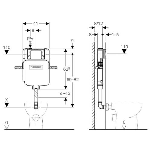 Geberit Sigma 8cm UP720 Concealed Cistern 109.792.00.1