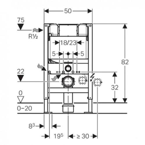 Geberit Kappa Duofix 820mm Wall Mounting Toilet Frame with UP200 Cistern Included 111.260.00.1