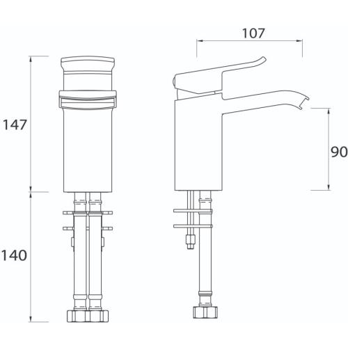 Bristan Descent Basin Mixer With Clicker Waste Chrome DSC BAS C