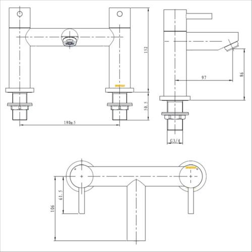 Bristan Blitz Bath Filler Chrome BTZ BF C