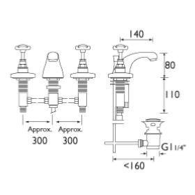 Bristan 3-Hole Basin Mixer with Ceramic Disc Valves Chrome N 3HBAS C CD