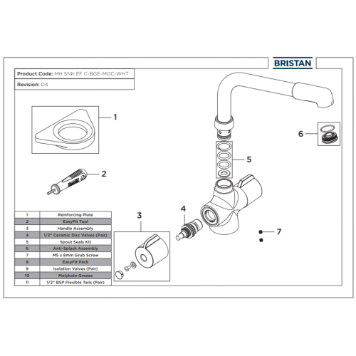 Bristan Manhattan Easy Fit Sink Mixer Chrome MH SNK EF C