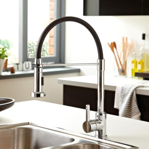Bristan Liquorice Kitchen Mixer with Pull Down Spray Chrome LQR PROSNK C