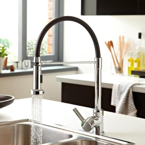 Bristan Liquorice Kitchen Mixer with Pull Down Spray Chrome LQR PROSNK C