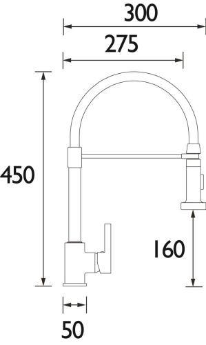 Bristan Liquorice Kitchen Mixer with Pull Down Spray Chrome LQR PROSNK C