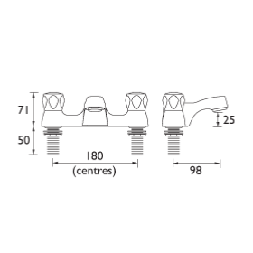 Bristan Club Bath Filler Tap with Metal Heads VAC BF C MT