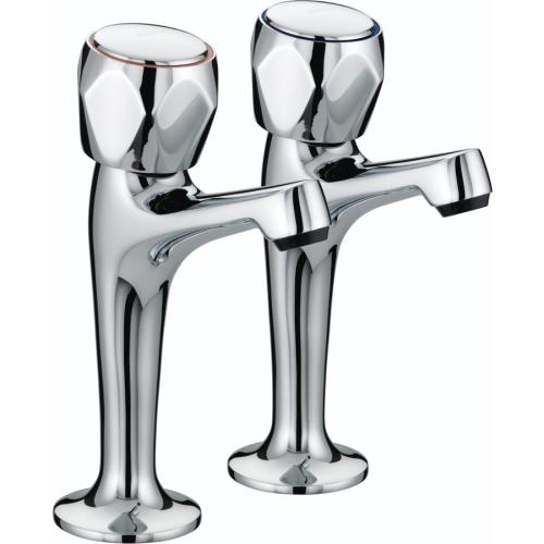 Bristan Club High Neck Pillar Taps with Metal Heads Chrome Plated VAC HNK C MT
