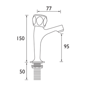 Bristan Club High Neck Pillar Taps with Metal Heads Chrome Plated VAC HNK C MT