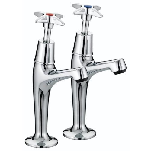 Bristan Cross Top High Neck Pillar Chrome Plated Taps VAX HNK C