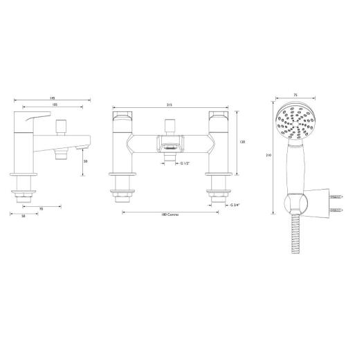Bristan Quest Bath Shower Mixer Tap Chrome Plated QST BSM C
