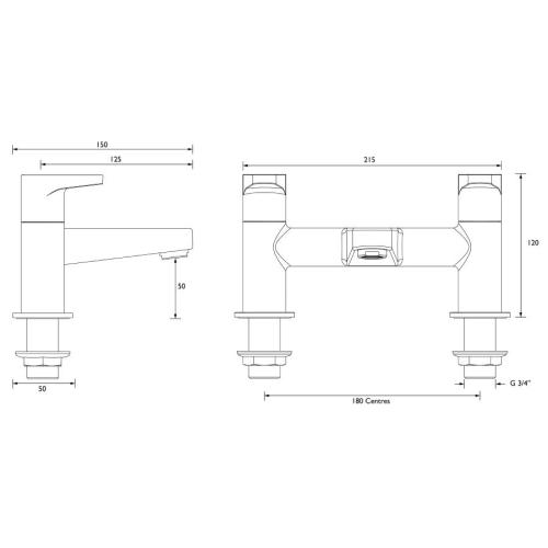 Bristan Quest Bath Filler Tap Chrome Plated QST BF C