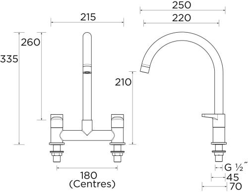 Bristan Quest Deck Sink Mixer - QST DSM C