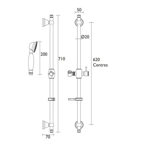 Bristan Single-Function Slide Bar Shower Kit KIT106 C
