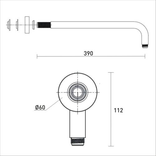 Bristan Arms Large Shower Arm 360mm ARM CTRD02 C