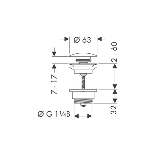Hansgrohe Waste Set Brass Push-Open For Basin and Bidet Mixers 50100000