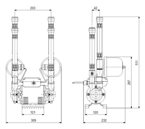 Grundfos Amazon STN-1.5 Bar Universal Head Twin Impeller Shower Pump 96787503
