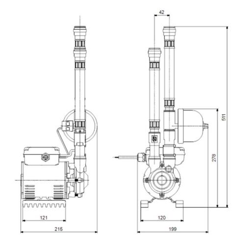 Grundfos Amazon SSN-2.0 Bar Universal Head Single Impeller Shower Pump 96787504