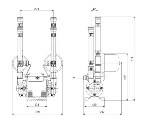 Grundfos Amazon STN-2.0 Bar Universal Head Twin Impeller Shower Pump 96787505