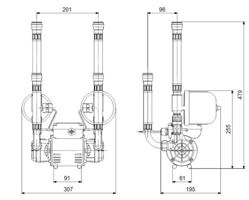 Grundfos STR2-1.5 CN Universal Head Twin Impeller Shower Pump 98950219