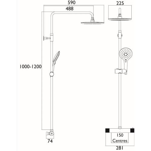 Bristan Carre Exposed Fixed Head Bar Shower with Diverter & Kit CR SHXDIVFF C