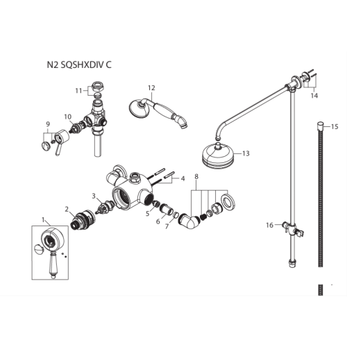 Bristan 1901 Shower Valve with Rigid Riser Kit N2 SQSHXDIV C