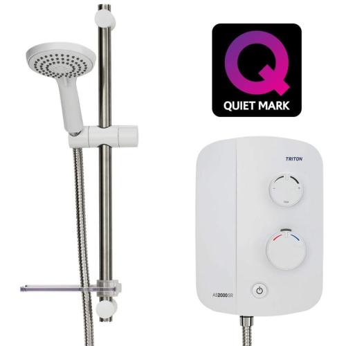 Triton AS2000SR Thermostatic Power Shower White - Silent Running