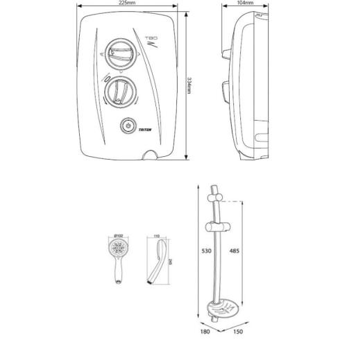 Triton T80Z SP8009ZFF 9.5KW Fast Fit Electric Shower White/Chrome