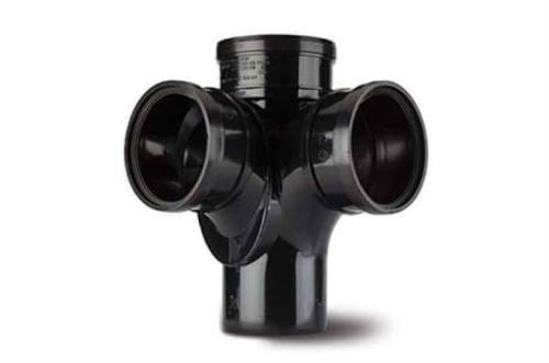 Polypipe Corner Branch 4in/110mm. 92?? Triple Socket (Fabricated) RCB104B