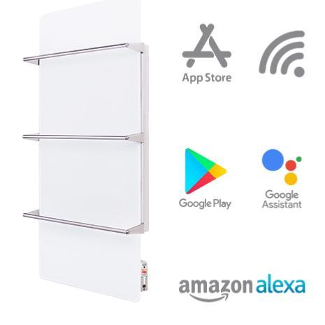 Trianco Aztec Infrared Ceramic Heating Towel Rail 900mm H x 450mm W - White FG45300CDW