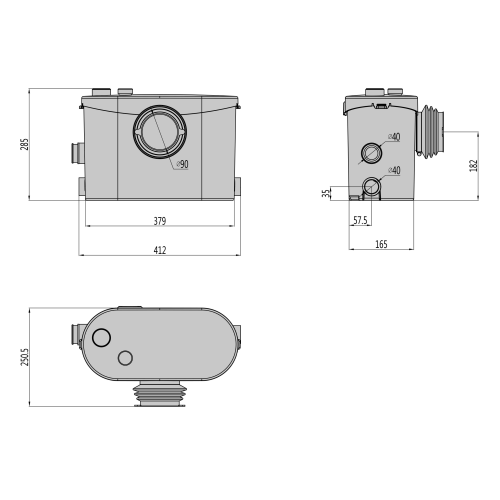 FlowPro Macerator for WC & Bathroom - Side Outlet FP400