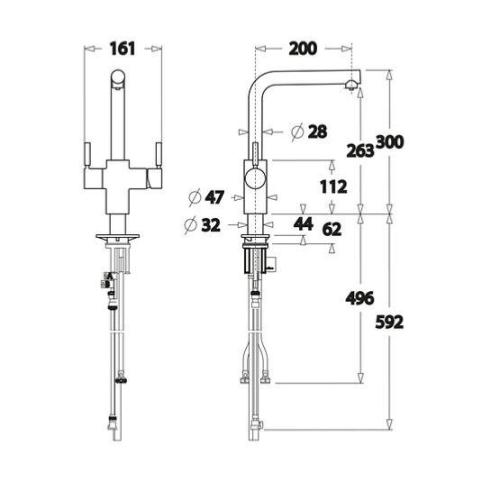 InSinkErator 3N1 L Shape Instant Boiling Hot & Cold Water Tap with Tank & Filter Chrome