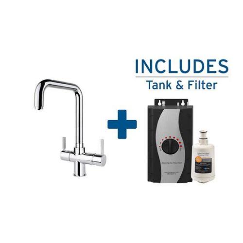 InSinkErator Turino 3N1 U Shape Instant Hot Water Tap with Tank and Filter Chrome 45154 + 44983