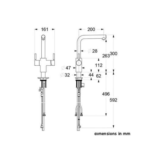 InSinkErator 4N1 Touch L Shape Instant Hot Water Tap Chrome with Tank and Filter 45356-ISE+45094