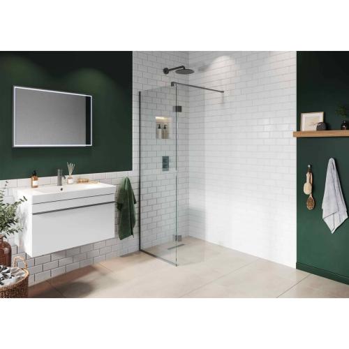 Abacus Elements 8mm Pivot Screen 700+350mm Matt Anthracite Surface Channel Wall Support