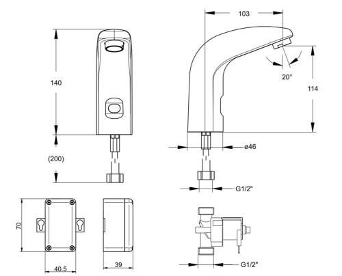 Inta Infrared Contemporary Basin Mounted Tap (Battery Operated) IR120CP.1