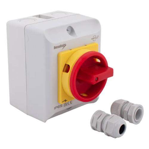 DiversiTech Isolator Switch 4 Pole 32A Small Inc. Cable Glands x2 IS-4P-32A-S-G