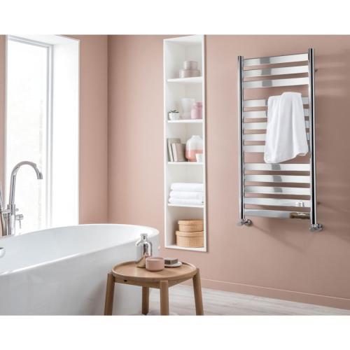 Vogue Vela 1300 x 500mm Flat Crossbar Towel Rail Dual Fuel Chrome 1125BTU MD048 MS1300500CP-HE