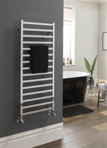 Vogue Serene 1165 x 600mm Square Tube Towel Rail Heating Only Chrome 1245BTU MD049 MS1165600CP