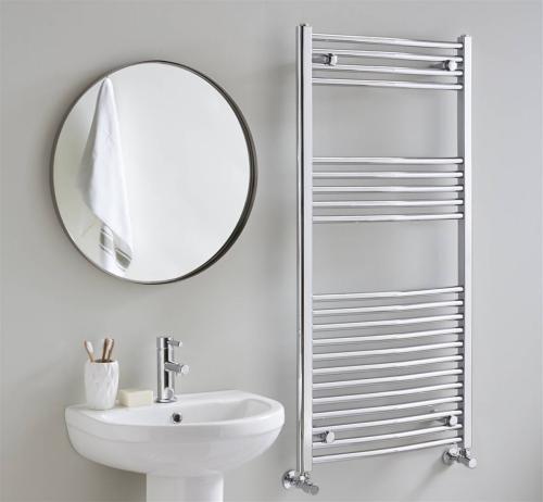Vogue Combes 800 x 500mm Curved Ladder Towel Rail Heating Only Chrome 860BTU MD063 MS08050CP
