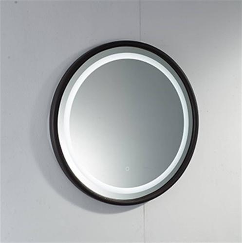 Plumb2u Ebro 850mm Round Illuminated LED Black Mirror - Black Wood & Glass MOW85