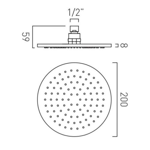 Vado Nebula Round Shower Head 200mm (8â€) Diameter NEB-RO/20-CP