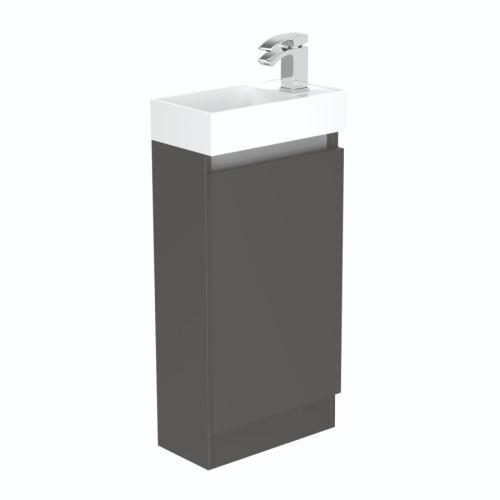 Newland 400mm Single Door Cloakroom Basin Unit With Ceramic Basin Midnight Mist