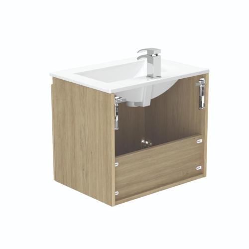 Newland 500mm Double Door Suspended Basin Unit With Ceramic Basin Natural Oak