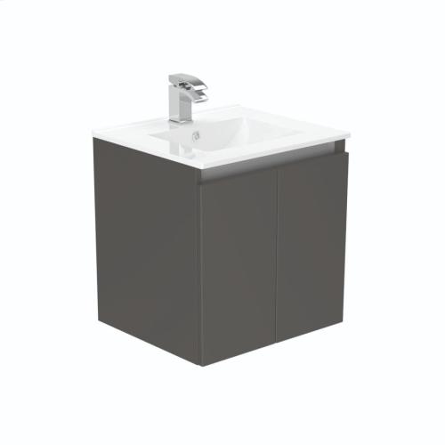 Newland 500mm Double Door Suspended Basin Unit With Ceramic Basin Midnight Mist