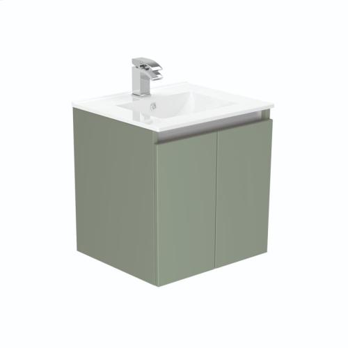 Newland 500mm Double Door Suspended Basin Unit With Ceramic Basin Sage Green