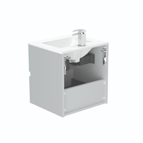Newland 500mm Double Drawer Suspended Basin Unit With Ceramic Basin Pearl Grey