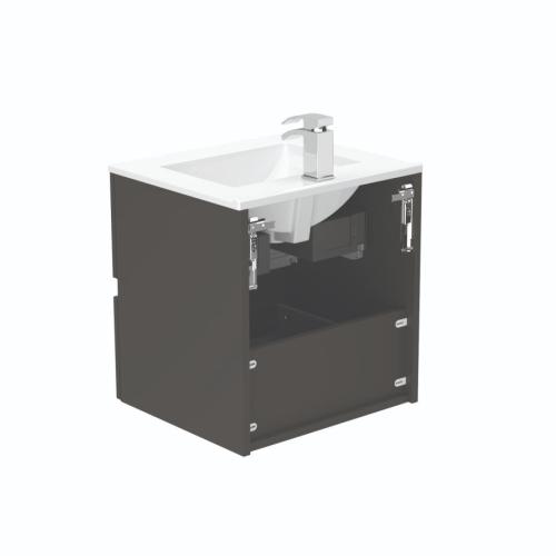 Newland 500mm Double Drawer Suspended Basin Unit With Ceramic Basin Midnight Mist