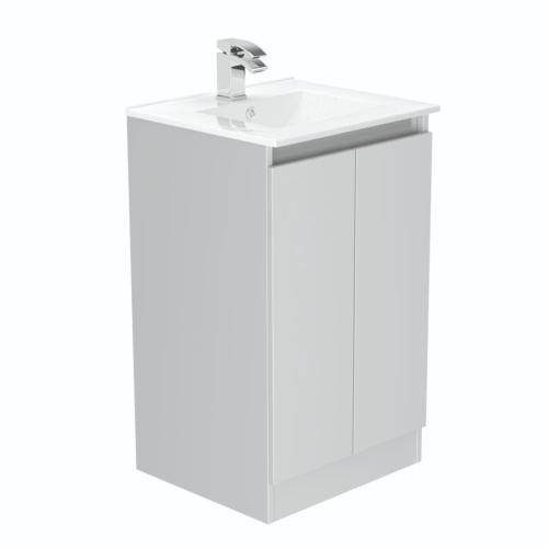 Newland 500mm Floorstanding Double Door Basin Unit With Ceramic Basin Pearl Grey