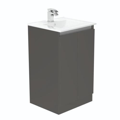 Newland 500mm Floorstanding Double Door Basin Unit With Ceramic Basin Midnight Mist